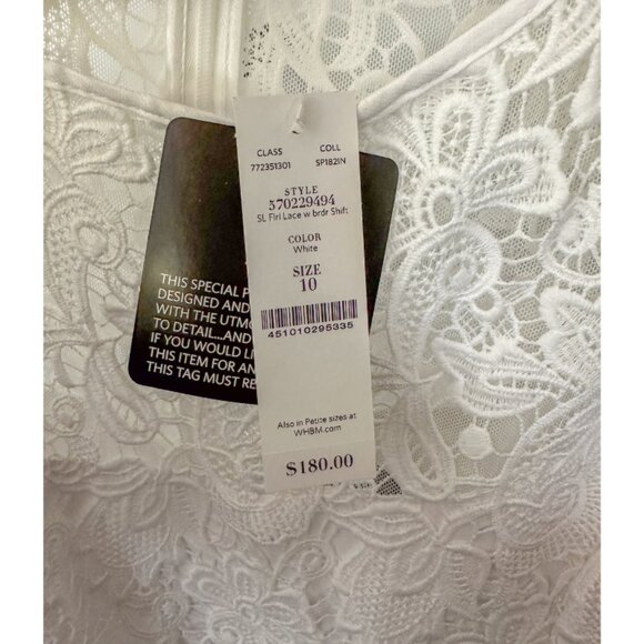 WHBM Sleeveless White Floral Lace Flounce-Hem Shift Dress - Picture 9 of 12